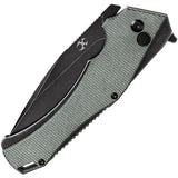 Kansept Knives Hellx Framelock - D2 Steel Blade, Green Canvas Micarta Handle, Extended Tang by Kansept Knives