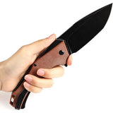 Kansept Knives Hellx Framelock D2 Brown Micarta - Durable EDC Folder with Extended Tang by Kansept Knives