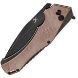 Kansept Knives Hellx Framelock D2 Brown Micarta - Durable EDC Folder with Extended Tang by Kansept Knives