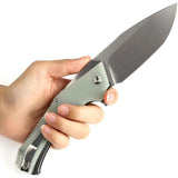 Kansept Knives Hellx Framelock D2 Jade - 3.75-Inch Blade With Jade G10 Handle Extended Tang Lanyard Hole Pocket Clip by Kansept Knives