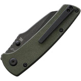 Kansept Knives Main Street Linerlock - 3.5 Inch Black Stonewash 154CM Blade, Green Micarta Handle by Kansept Knives