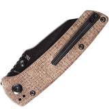 Kansept Knives Main Street Linerlock Brown T1015A7 - Black TiNi Coated 154CM Blade And Brown Canvas Micarta Handle by Kansept Knives