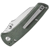Kansept Knives Main Street Linerock Green Micarta - 3.5in 154CM Stonewash Blade, Thumb Stud, Clip by Kansept Knives