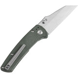Kansept Knives Main Street Linerock Green Micarta - 3.5in 154CM Stonewash Blade, Thumb Stud, Clip by Kansept Knives