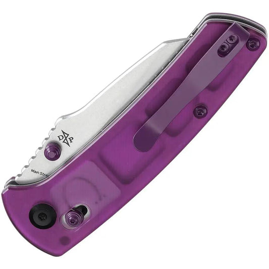 Kansept Knives Main Street Crosslock - Purple Acrylic Handle and 154CM Stonewash Blade by Kansept Knives