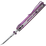 Kansept Knives Main Street Crosslock - Purple Acrylic Handle and 154CM Stonewash Blade by Kansept Knives
