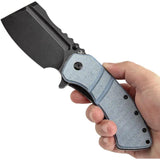 Kansept Knives XL Korvid Liner Lock - Blue Micarta Handle, 154CM Blade, Extended Tang by Kansept Knives