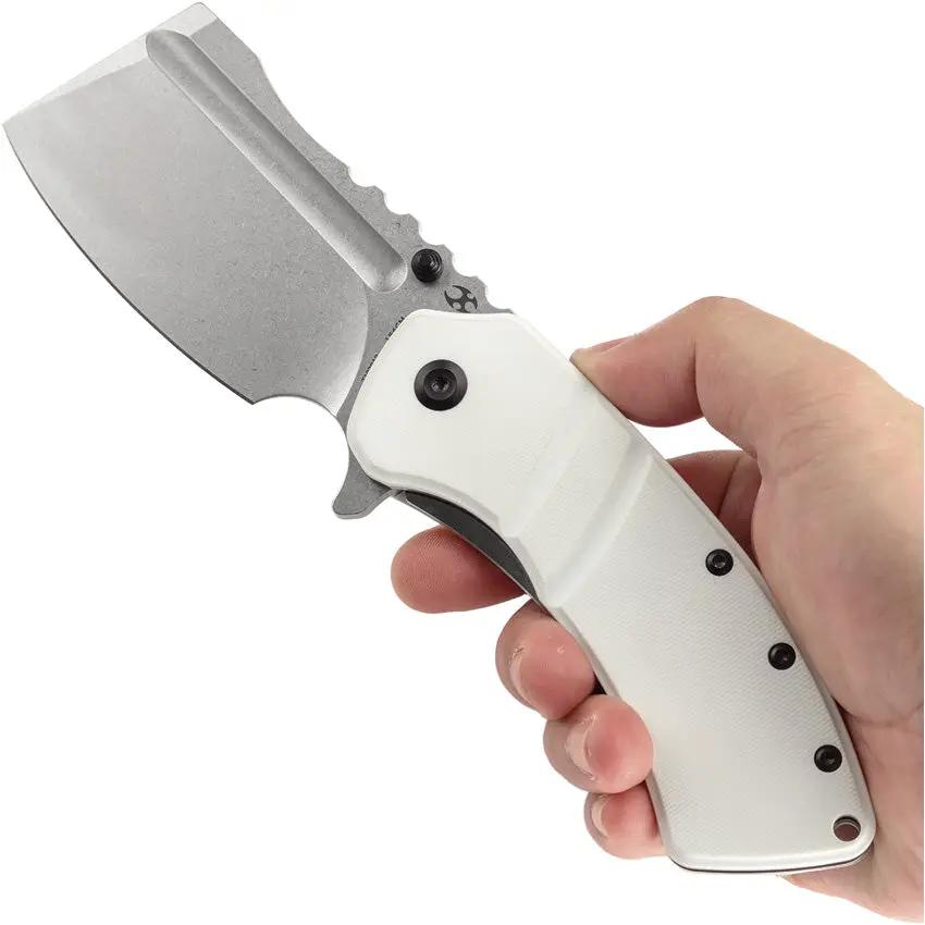 Kansept Knives XL Korvid Linerlock White G10 - 3.5 Inch 154CM Blade, Extended Tang, Pocket Clip by Kansept Knives