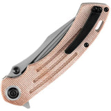Kansept Knives Pretatout Linerlock Micarta - Stonewashed 154CM Tanto Blade, Extended Tang And Tan Micarta Handle by Kansept Knives