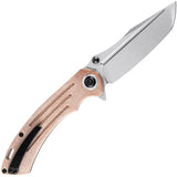 Kansept Knives Pretatout Linerlock Micarta - Stonewashed 154CM Tanto Blade, Extended Tang And Tan Micarta Handle by Kansept Knives