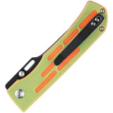 Kansept Knives Reedus Linerlock Green Orange - 154CM Clip Point Blade TiNi Coated G10 Handle by Kansept Knives