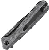 Kansept Knives Qilin Linerlock - Black Canvas Micarta Handle With 3.5 Inch 154CM Black Stonewash Drop Point Blade by Kansept Knives