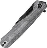 Kansept Knives Qilin Linerlock - Black Canvas Micarta Handle With 3.5 Inch 154CM Black Stonewash Drop Point Blade by Kansept Knives