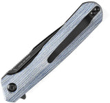 Kansept Knives Qilin Linerlock Blue Micarta - Compact 4.5 Inch Closed, 3.5 Inch BlackWash 154CM Tanto Blade by Kansept Knives