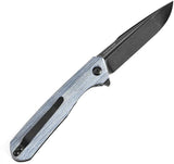 Kansept Knives Qilin Linerlock Blue Micarta - Compact 4.5 Inch Closed, 3.5 Inch BlackWash 154CM Tanto Blade by Kansept Knives