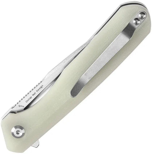 Kansept Knives Qilin Linerlock Jade G10 - 154CM Drop Point Blade With Extended Tang And Pocket Clip by Kansept Knives