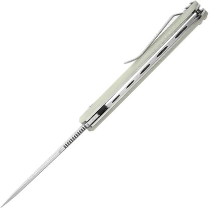 Kansept Knives Qilin Linerlock Jade G10 - 154CM Drop Point Blade With Extended Tang And Pocket Clip by Kansept Knives