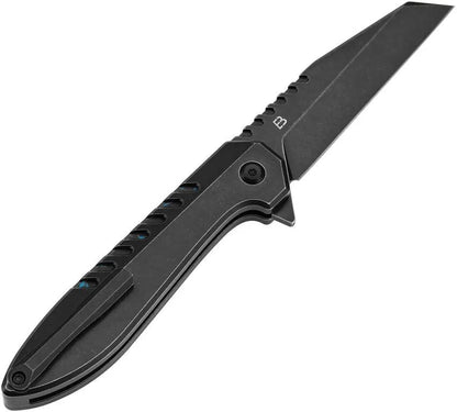 Kansept Knives Kosame Button Lock BSW BlackWash 154CM Wharncliffe Blade Titanium Handle Extended Tang EDC Knife by Kansept Knives