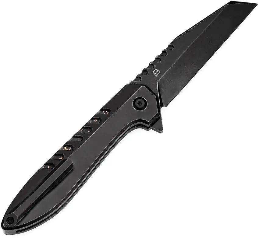 Kansept Knives Kosame Button Lock BSW - BlackWash 154CM Wharncliffe Blade With Titanium Handle Copper Foil Inlay by Kansept Knives