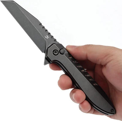 Kansept Knives Kosame Button Lock BSW - BlackWash 154CM Wharncliffe Blade With Titanium Handle Copper Foil Inlay by Kansept Knives