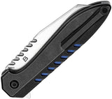 Kansept Knives Kosame Button Lock BSW Blue - Stonewashed 154CM Wharncliffe Blade Titanium Handle With Blue G10 Inlay by Kansept Knives