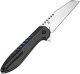 Kansept Knives Kosame Button Lock BSW Blue - Stonewashed 154CM Wharncliffe Blade Titanium Handle With Blue G10 Inlay by Kansept Knives