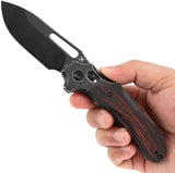 Kansept Knives Quasar Crossbar Lock GMas T1099V4 - 154CM BlackWash Drop Point Knife With G10 Handle by Kansept Knives