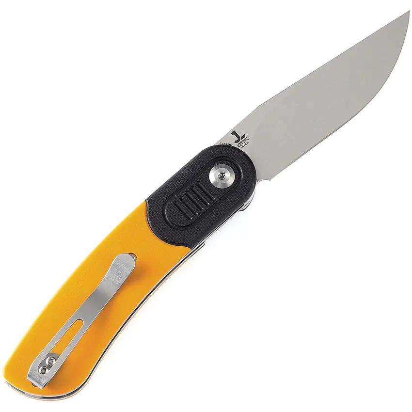 Kansept Knives Reverie Linerlock - Three Inch Stonewash 154CM Blade, Yellow G10 Handle, 4 Inch Closed by Kansept Knives