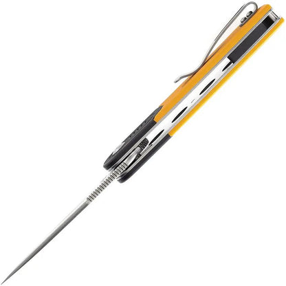 Kansept Knives Reverie Linerlock - Three Inch Stonewash 154CM Blade, Yellow G10 Handle, 4 Inch Closed by Kansept Knives