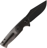 Kansept Knives Shikari SBL Button Lock 3.38in 154CM Blade Black Aluminum Handle With Micarta Inlay by Kansept Knives
