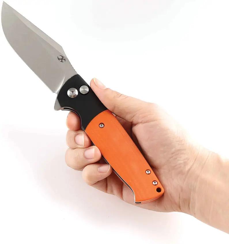 Kansept Knives Shikari SBL Button Lock Orange G10 Inlay 154CM Stainless Blade Everyday Carry by Kansept Knives