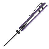 Kansept Knives Korvid M Linerlock Purple - 2.5 Inch 154CM TiNi Blade, Black G10 Handle, Extended Tang by Kansept Knives