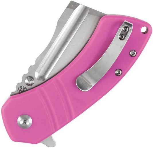 Kansept Knives M Plus Korvid Linerlock Pink G10 - 154CM Cleaver Style Blade Extended Tang by Kansept Knives