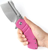 Kansept Knives M Plus Korvid Linerlock Pink G10 - 154CM Cleaver Style Blade Extended Tang by Kansept Knives