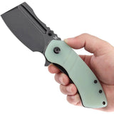 Kansept Knives M Plus Korvid Linerlock Jade - 3.13in 154CM Cleaver Blade, Jade G10 Handle, Extended Tang by Kansept Knives