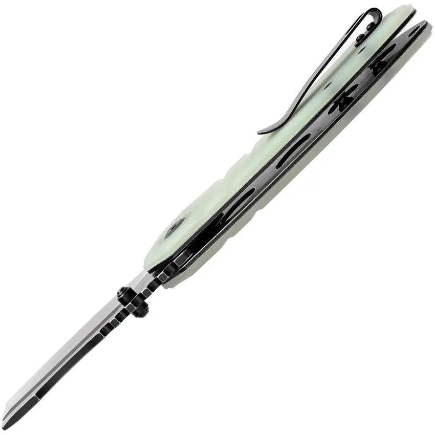 Kansept Knives M Plus Korvid Linerlock Jade - 3.13in 154CM Cleaver Blade, Jade G10 Handle, Extended Tang by Kansept Knives