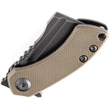 Kansept Knives Mini Korvid Linerlock Tan G10 - TiNi Coated 154CM Blade, 2.25in Closed, Extended Tang by Kansept Knives