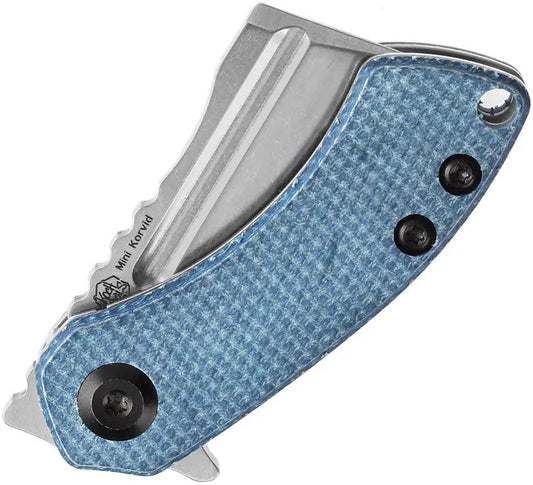Kansept Knives Mini Korvid Linerlock Micarta T3030M1 - Compact EDC Knife with 154CM Blade and Blue Micarta Handle by Kansept Knives