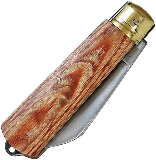 Kanetsune Slip Joint Craft Knife KT407 Wood Handle With Brass Bolster 2.75 Inch Drop Point Blade SK4 High Carbon Core by Kanetsune