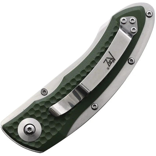 Katz Linerlock Green NJ 35 G10 GN - 3.5in Satin 9Cr18MoV Blade, Green G10 Handle, Thumb Stud, Pocket Clip by Katz