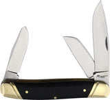 Katz Stockman - Black Bone Handle With Satin Stainless Clip Blades, Closed, Sheepsfoot And Spey by Katz