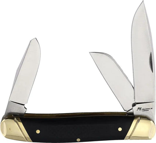 Katz Stockman - Black Bone Handle With Satin Stainless Clip Blades, Closed, Sheepsfoot And Spey by Katz