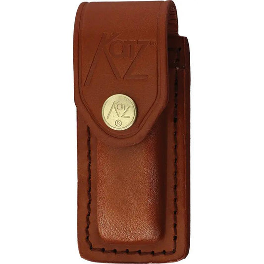 Katz Stockman Walnut SDP TPK - Stainless Clip, Sheepsfoot And Spey Blades, Walnut Handle, Brown Leather Belt Sheath by Katz
