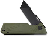Kubey Avenger Linerlock - D2 Tool Steel Tanto Blade, OD Green G10 Handle, Extended Tang by Kubey