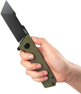 Kubey Avenger Linerlock - D2 Tool Steel Tanto Blade, OD Green G10 Handle, Extended Tang by Kubey