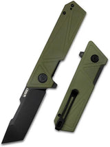 Kubey Avenger Linerlock - D2 Tool Steel Tanto Blade, OD Green G10 Handle, Extended Tang by Kubey