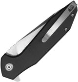 Kubey Nova Linerlock Black Knife - Satin 14C28N Sandvik Drop Point Blade With Black G10 Handle by Kubey