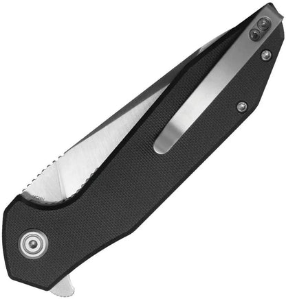 Kubey Nova Linerlock Black Knife - Satin 14C28N Sandvik Drop Point Blade With Black G10 Handle by Kubey