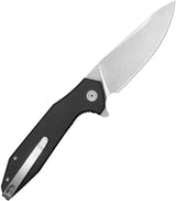 Kubey Nova Linerlock Black Knife - Satin 14C28N Sandvik Drop Point Blade With Black G10 Handle by Kubey
