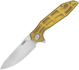 Kubey Nova Linerlock Ultem KU117N - Satin 3.63in Sandvik 14C28N Drop Point Blade Ultem Handle Extended Tang by Kubey
